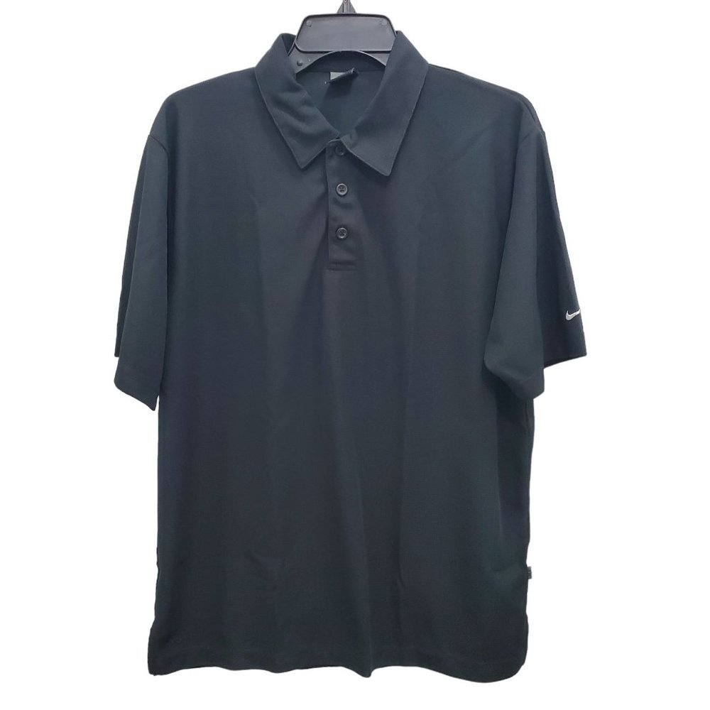 Nike Dri-Fit Men's Black Textured Waffle Knit Short Sleeve Tennis‎ Polo Size M
